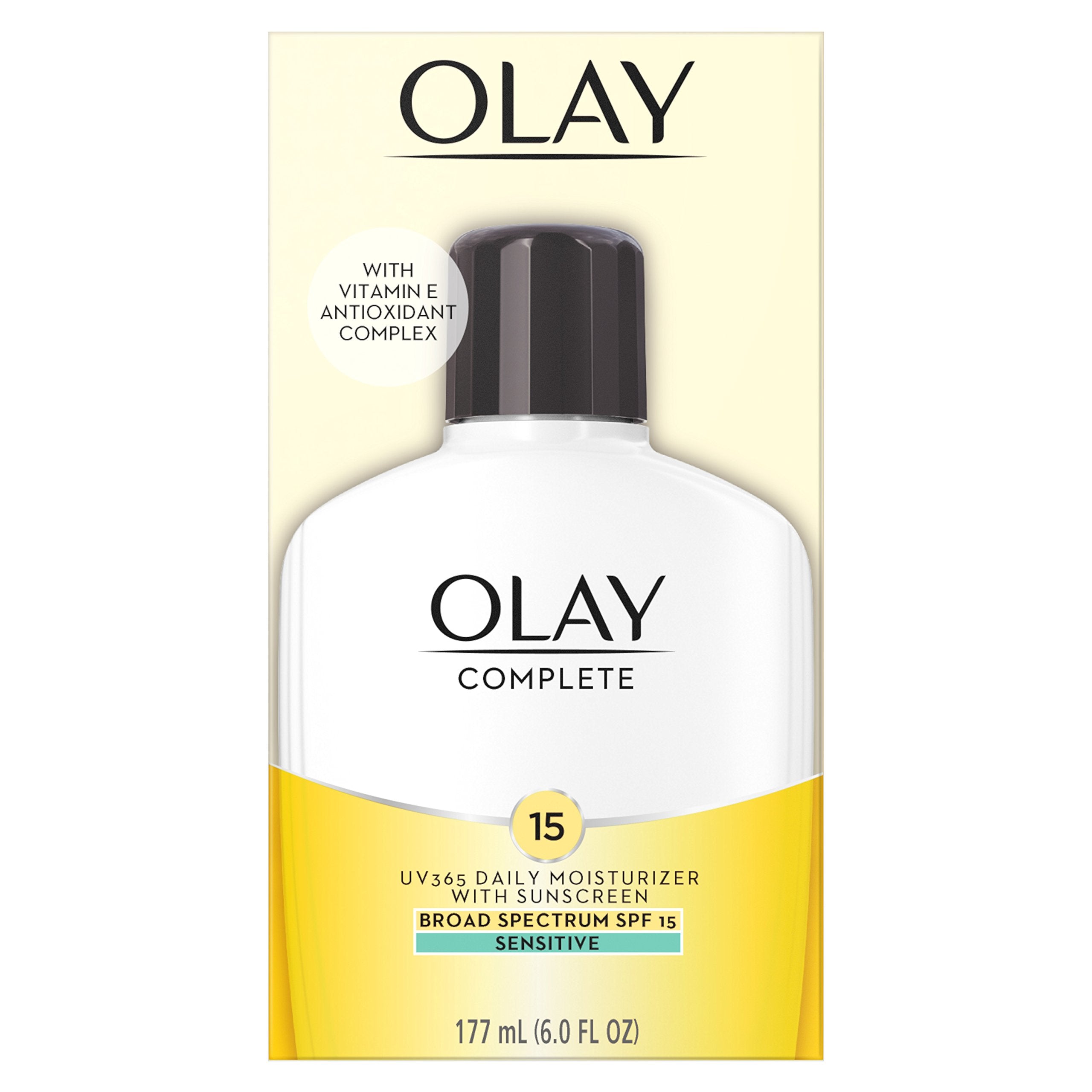 Olay Face Moisturizer Complete Lotion All Day Moisturizer with SPF 15 for Sensitive Skin, 6.0 fl oz (Pack of 2)